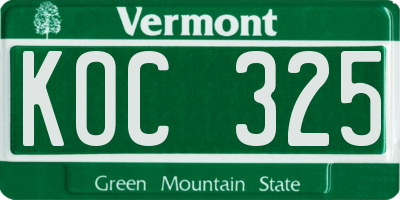 VT license plate KOC325