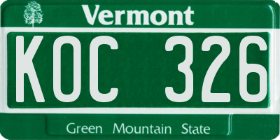 VT license plate KOC326