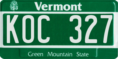 VT license plate KOC327