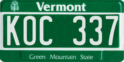 VT license plate KOC337