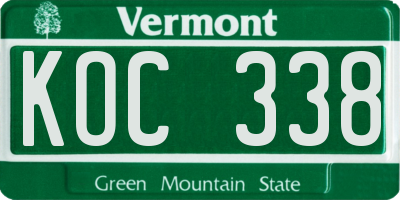 VT license plate KOC338