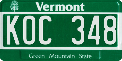 VT license plate KOC348