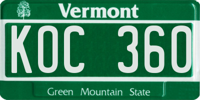 VT license plate KOC360