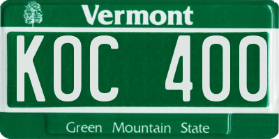 VT license plate KOC400