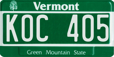 VT license plate KOC405
