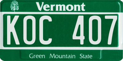 VT license plate KOC407