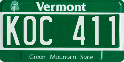 VT license plate KOC411