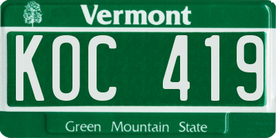 VT license plate KOC419