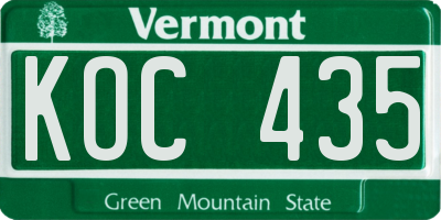 VT license plate KOC435