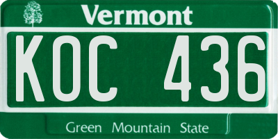 VT license plate KOC436