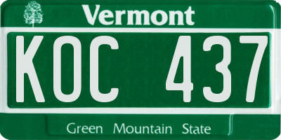 VT license plate KOC437