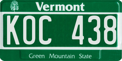 VT license plate KOC438