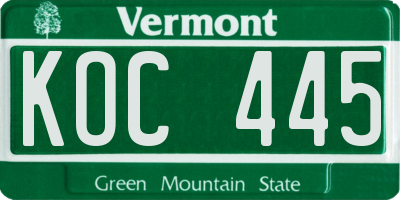 VT license plate KOC445