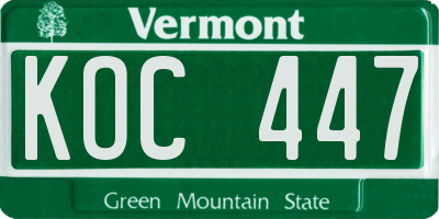VT license plate KOC447