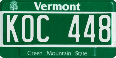 VT license plate KOC448
