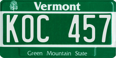 VT license plate KOC457