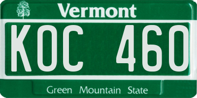 VT license plate KOC460