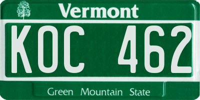 VT license plate KOC462