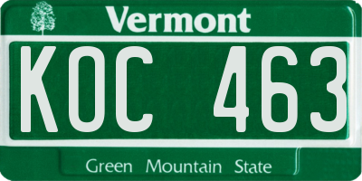 VT license plate KOC463