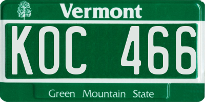 VT license plate KOC466
