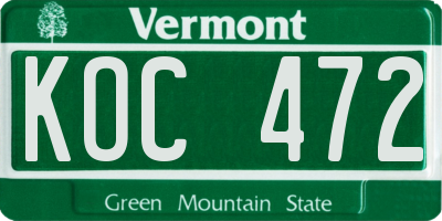 VT license plate KOC472