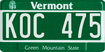 VT license plate KOC475
