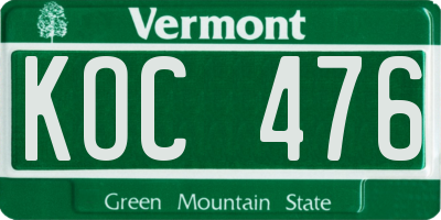 VT license plate KOC476