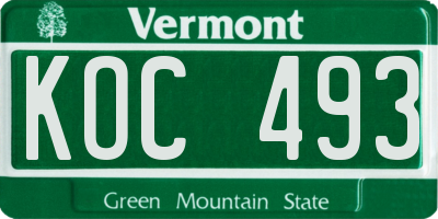 VT license plate KOC493