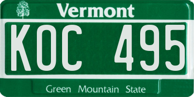 VT license plate KOC495