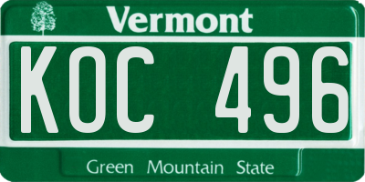VT license plate KOC496
