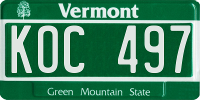 VT license plate KOC497