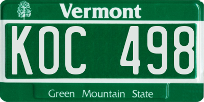 VT license plate KOC498