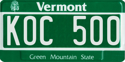 VT license plate KOC500
