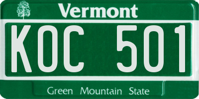 VT license plate KOC501