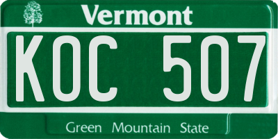 VT license plate KOC507