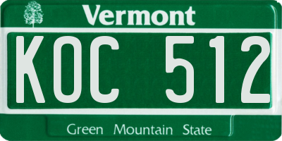 VT license plate KOC512