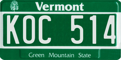 VT license plate KOC514