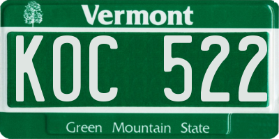 VT license plate KOC522