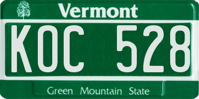 VT license plate KOC528