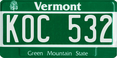 VT license plate KOC532