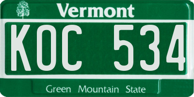 VT license plate KOC534