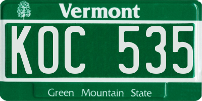 VT license plate KOC535