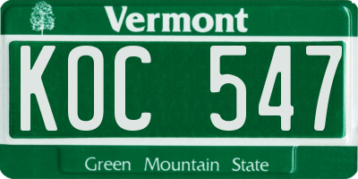 VT license plate KOC547