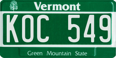 VT license plate KOC549