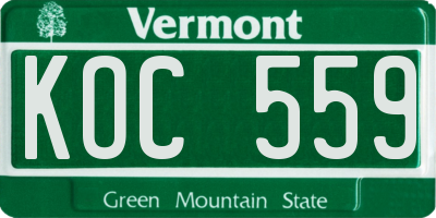 VT license plate KOC559
