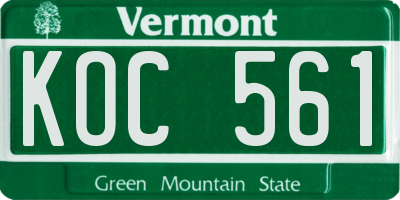 VT license plate KOC561