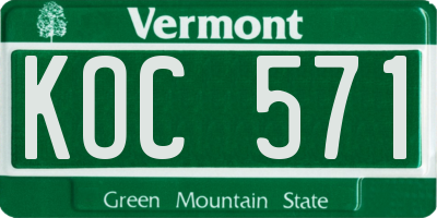 VT license plate KOC571