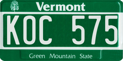 VT license plate KOC575