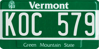 VT license plate KOC579