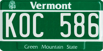 VT license plate KOC586